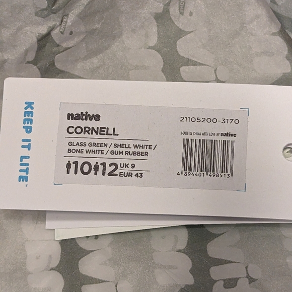 BNIB Native Shoes Cornell sneaker, glass green, M size 10/W size 12 - Picture 6 of 6
